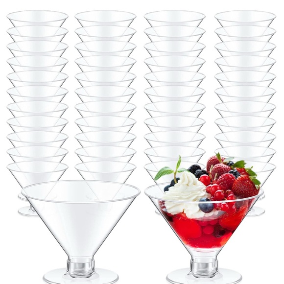 100 Pcs 5 oz Plastic Martini Glasses Disposable Clear Cocktail - Picture 1 of 6